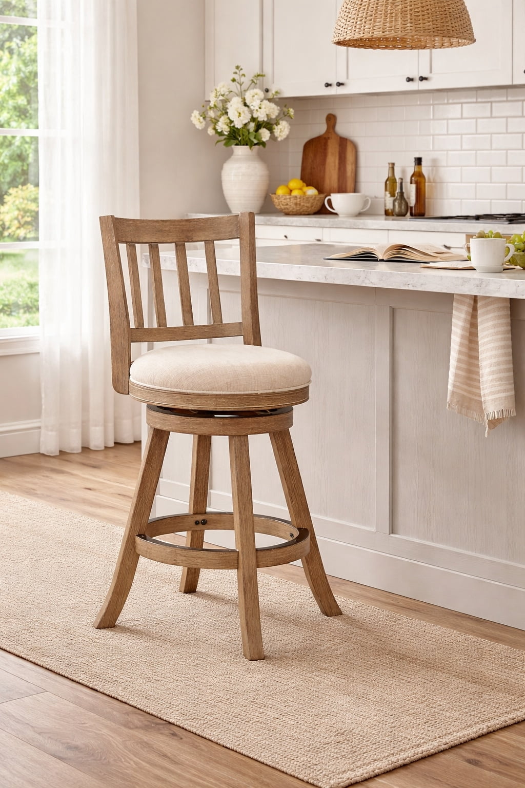 Sheldon Swivel Counter Stool - Ivory