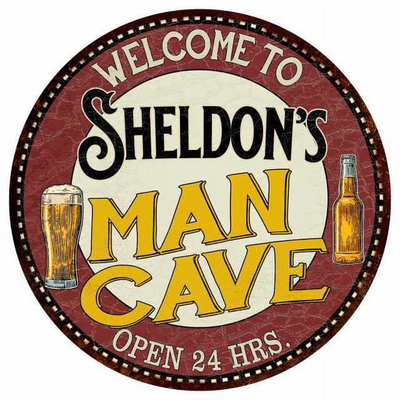 Sheldon's Man Cave 14" Round Metal Sign Kitchen Bar Wall Decor 100140035440