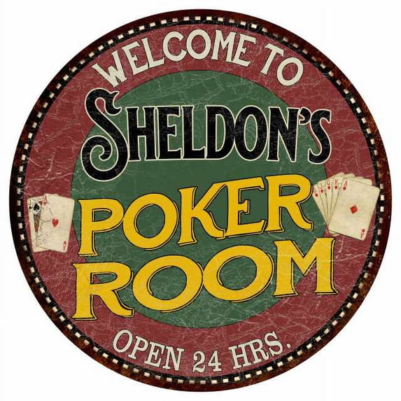 Sheldon's Poker Room 12" Round Metal Sign Kitchen Bar Wall Décor 200120034440