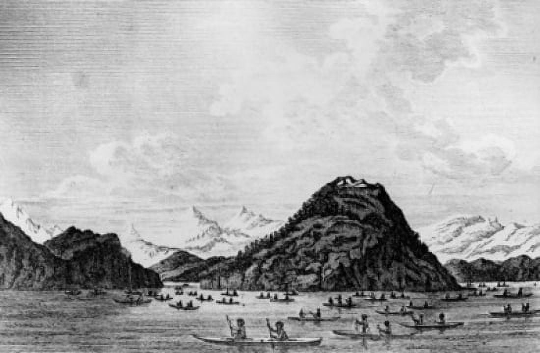 Shelekofs Sea-Otter Hunters on an Expedition in Cooks Inlet Near Kodiak Island (1786-1797) Artist Unknown Engraving Canvas Art - (18 x 24)
