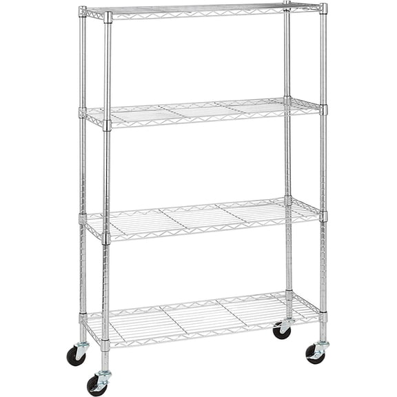 Shelf Adjustable Storage Shelving Unit for Garage, Steel Wire Rack, 200 Pound Loading Capacity per Shelf, Chrome Finish