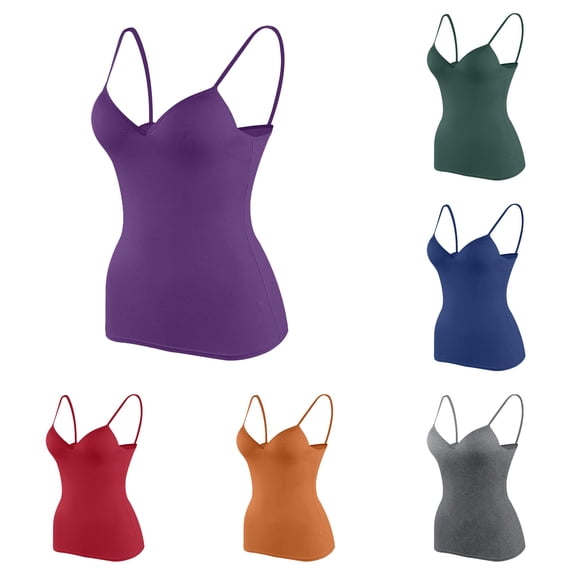 Shelf Bra Camisoles Adjustable Spaghetti Strap Tank Tops Basic Layer