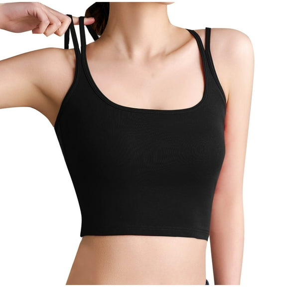 Shelf Bra Tank Tops For Women Sevevn Fashion Women's Summer Casual Solid Color Strap U-shaped Camisoles Fitted Tank Tops For Women