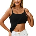thumbnail image 1 of Shelf Bra Tank Tops Women Camisole Adjustable Spaghetti Strap Summer Tops for Women Black 3XL, 1 of 4