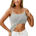 thumbnail image 1 of Shelf Bra Tank Tops for Women Camisole Adjustable Spaghetti Strap Undershirt for Women Light Gray L, 1 of 4