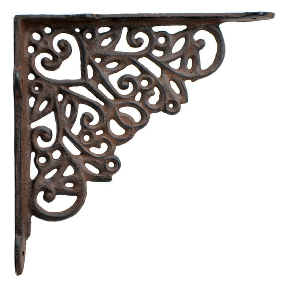 Shelf Bracke Ornate Heart Design Brown Cast Iron Brace 8.25" by Flag Emotes