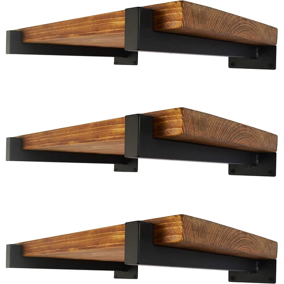 Shelf Bracket 6 Inch Black Shelf Brackets Wall Mounted Industrial Shelving Brackets Metal Shelf Support with Lip (6 Pack)