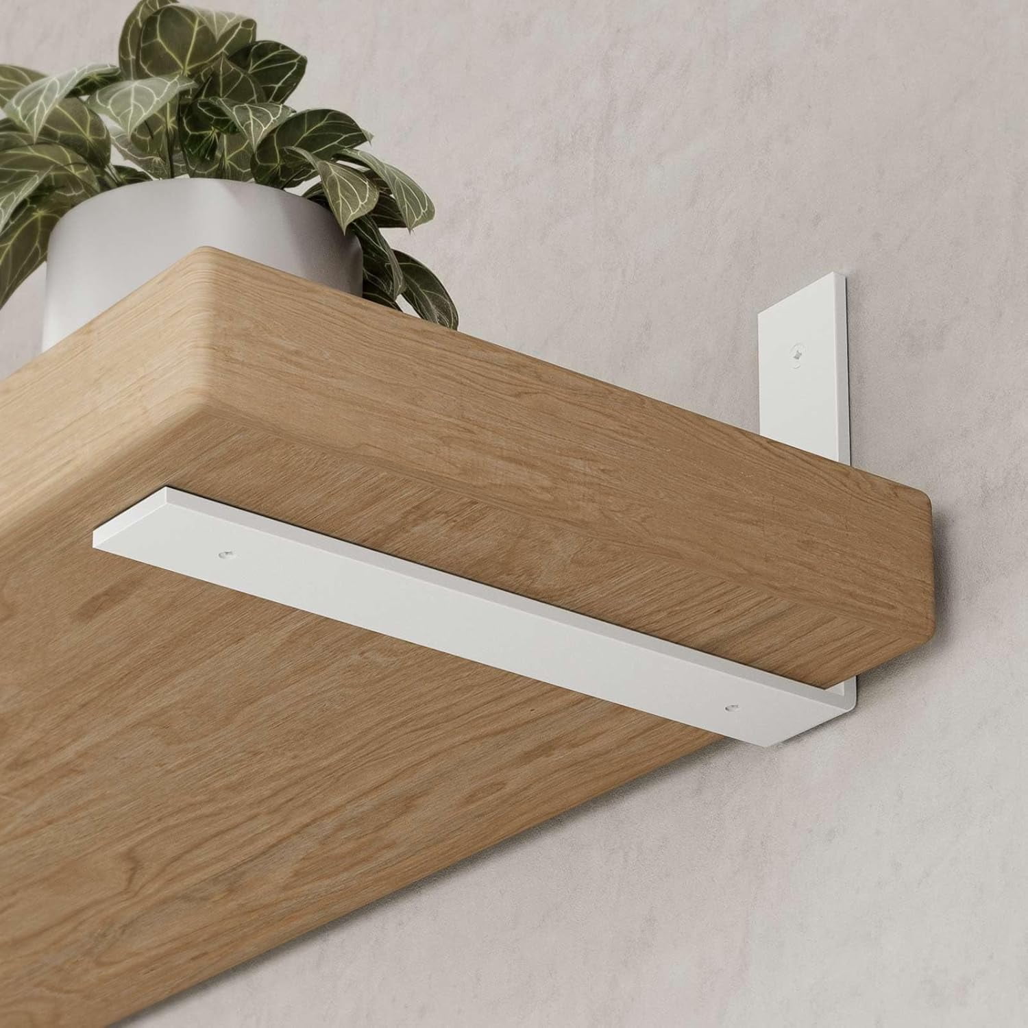 Shelf Bracket, Heavy Duty Floating Shelf Brackets 8-Inch Long, 6-Pack Brackets for Shelves, Matte White Coated L Shape Metal Wall Shelf Support Brackets with 1/5 Inch Thick and 160 lb. Load Capacity