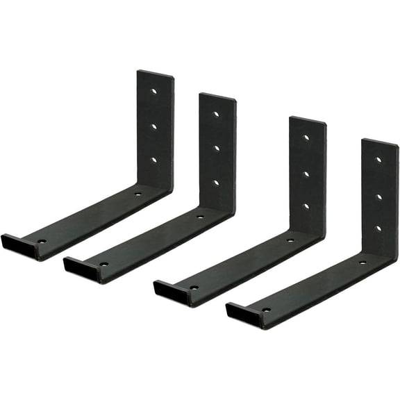 Shelf Brackets 12 Inch for Shelves, Rustic Shelf Supports, Heavy Duty Hook Iron Shelf Brackets, J Bracket, Industrial Shelf Bracket, Modern Lip Metal Wall Shelf Bracket - 4 Pack