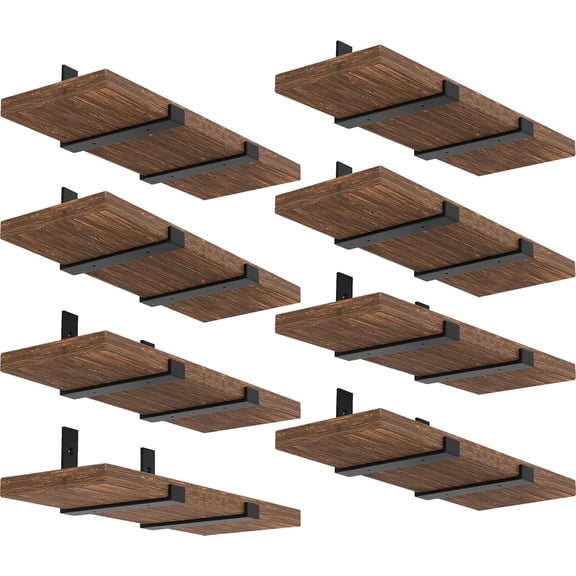 Shelf Brackets 12 Inch, Strong Heavy Duty Floating Shelf Brackets Pack of 16, Industrial Metal Iron Matte Black Shelving Brackets 1/5 Inch Thick Brackets for Shelves 16 PCS