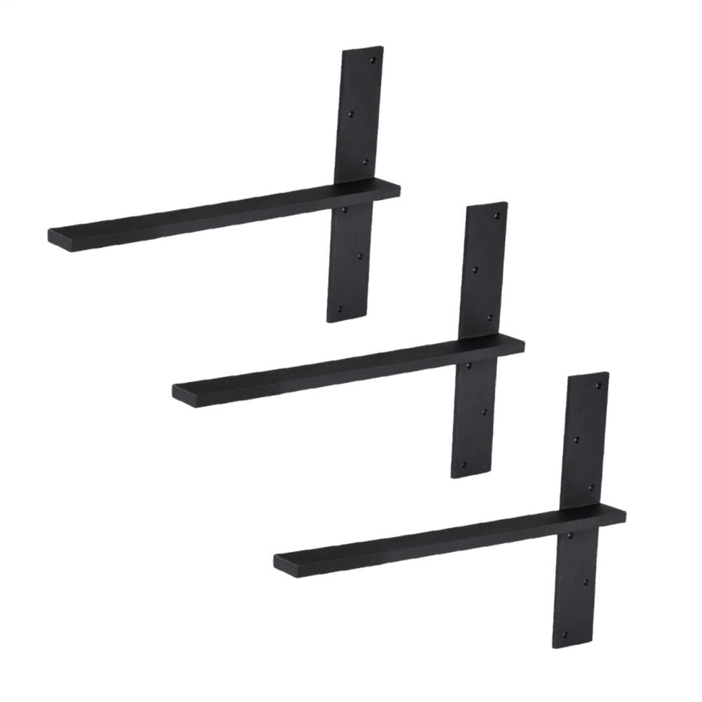 Shelf Brackets 18 inch, 3 Pack Floating Shelf Bracket Heavy Duty for Wood Shelves,Black Metal Wall Shelving Support Brackets Load Capacity for Kitchens, Bathrooms, Bedrooms, Offices
