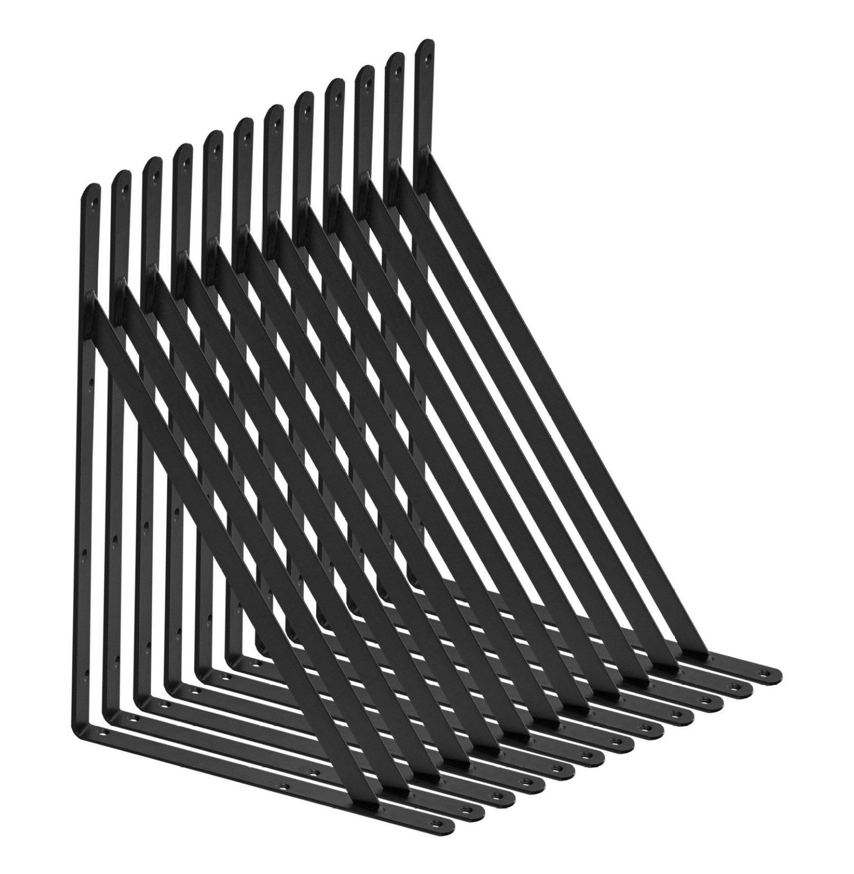 Shelf Brackets 18 x 12 inch, 12 Pack Heavy Duty Floating Shelves Brackets, Matte Black Triangle Shelving Brackets, Steel Brackets for Shelves 160 lbs Capacity