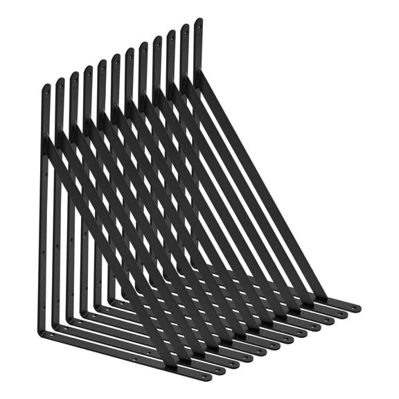 Shelf Brackets 18 x 12 inch, 12 Pack Heavy Duty Floating Shelves Brackets, Matte Black Triangle Shelving Brackets, Steel Brackets for Shelves 160 lbs Capacity