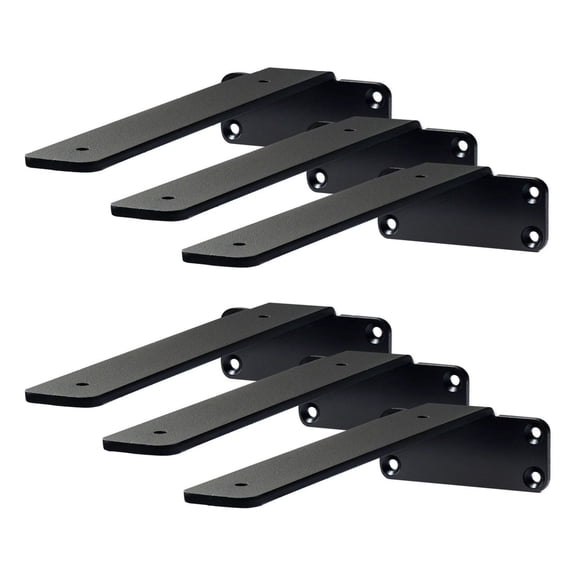 Shelf Brackets 8 Inch, Heavy Duty Floating Shelf Brackets 6 Pack, Matte Black L Brackets for Shelves, 160lbs Load Capacity Steel Shelving Brackets