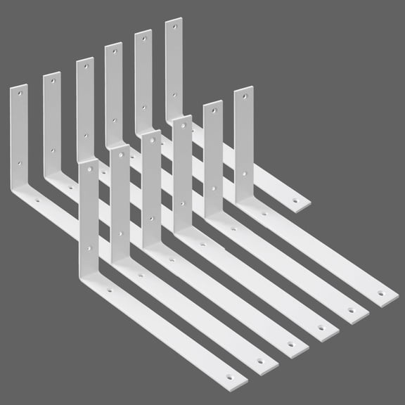 Shelf Brackets Heavy Duty 12 Inch White L Brackets for Shelves 12 Pack 5mm Thick Wall Mounting Floating Metal Iron Shelf Support for Wood with Screw