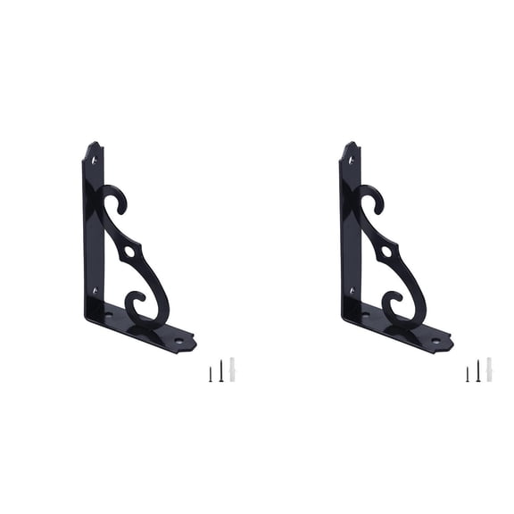 Shelf Brackets, L Shape Wall Mount Support, Metal Right Angle Corner Brace, Heavy-Duty Floating Shelf Holder, Black 5 Inch Reusable Bracket for Home Wall Shelf Installation Storage Decoration,Black*2