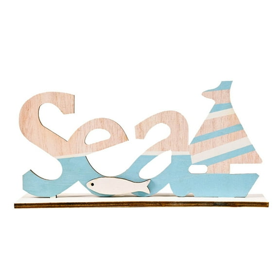 Shelf Decor Accents Modern, Tyeign Wooden Nautical Ornament Beach Sea Plaque Board Table Adornments Marine Coastal Theme Home Decorations Blue Decorations for Bedroom Shelf Decorations for Home