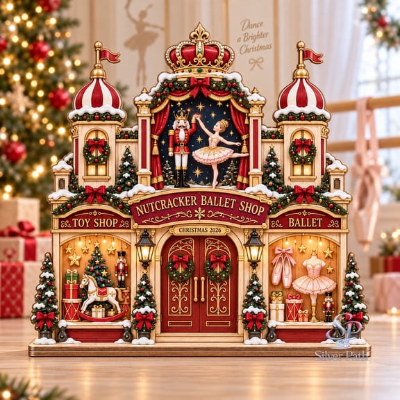 Shelf Decor Nutcracker Ballet Shop Wooden Christmas Village Display for Dance Lovers