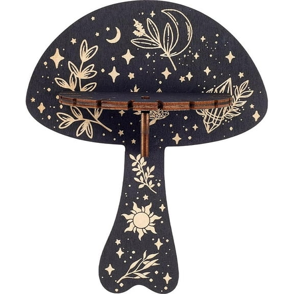 Shelf Display Wall Shelf Mushroom Floating Shelves Wood Dowsing Pendulum Holder Stand Rustic Witchy Stuff Storage for Hanging Rock Essential Oil Spiritual Gift 7.24x5.91Inch colorful