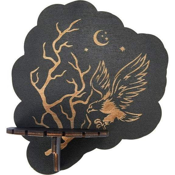 Shelf Display Wooden Wall Shelf Eagle Branch Rustic Floating Shelves Trinket Dowsing Pendulum Holder Stand for Hanging Essential Oil Spiritual Gift Wall Decor 7.48x6.69Inch
