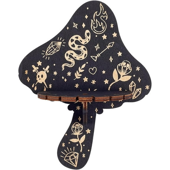 Shelf Display Wooden Wall Shelf Mushroom Floating Shelves Dowsing Pendulum Holder Stand Rustic Witchy Stuff Storage