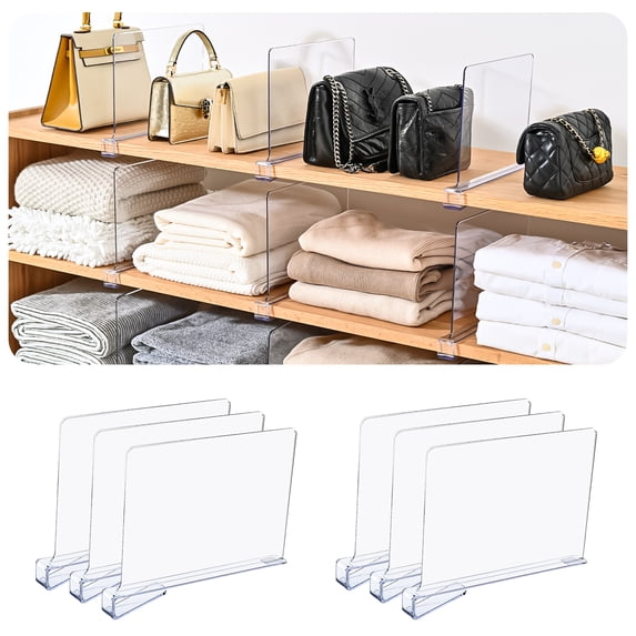 Shelf Dividers,Vertical Purse Organizer for Closet,Thickened and Sturdy Shelf Organizer for Sweater, Shirts, Handbags,8" Tall x 11" (6 Pcs)