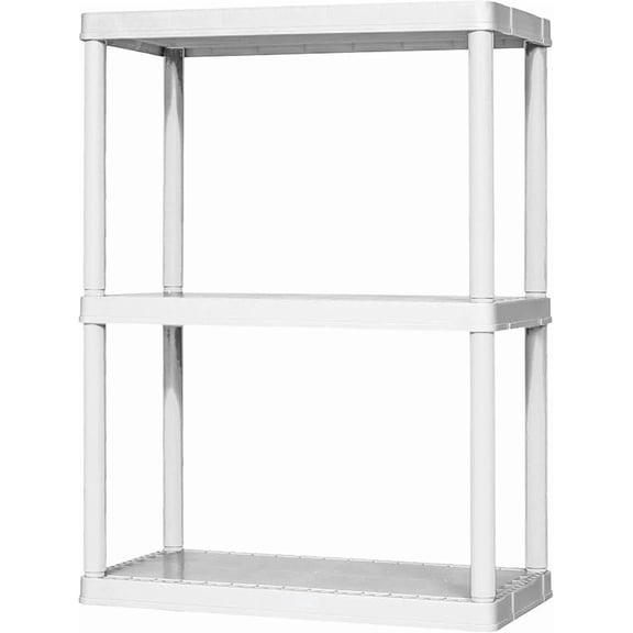Shelf Fixed Height Solid Light Duty Storage Unit 24 x 12 x 33" Organizer System for Home, Garage, Basement, and Laundry, White