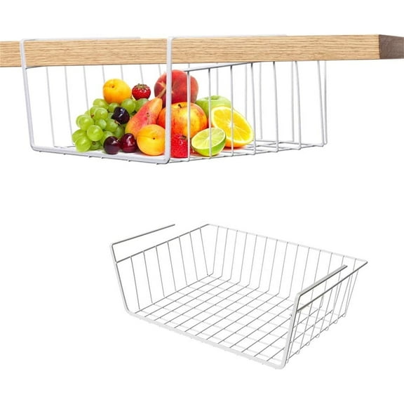 Under Shelf Hanging Basket,White Under Shelf Storage Basket,Metal Wire Storage Basket Organizer,Undershelf Storage Unit Kitchen,Iron Mesh Shelf Basket Cabinet,For Office,Pantry,Cabinet,Bathroom