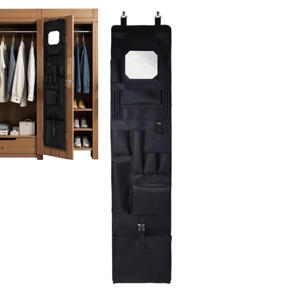 Shelf Hanging Locker Organizer - Polices Style Hanging-Locker Door Organizers, Hanging Locker Organizer with Mirror, Hanger Storage Oxford Cloth Waterproof for Uniform Gear Placement Bedroom