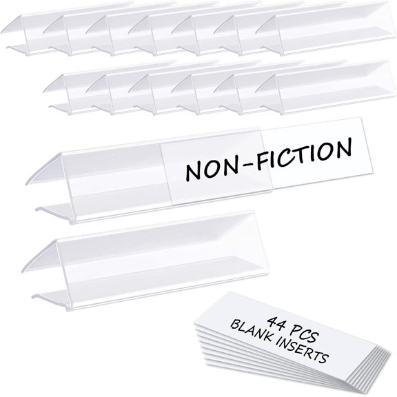 Shelf Label Holder,ChanQnTon 44PCS 3X1x0.8" Shelf Labels,Tag Ticket Sign Label Holders Clip On for 5/8'' to 3/4''Thick Shelves with Matched Blank Inserts
