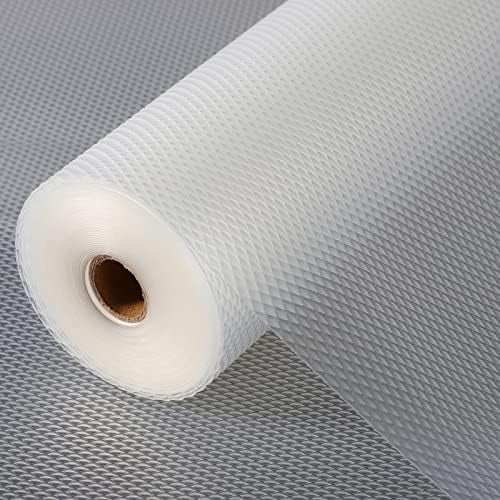 Shelf Liner, 12 Inches x 10(120.1 Inch) FT Non-Slip Cabinet Liner, Diamond Pattern Clear