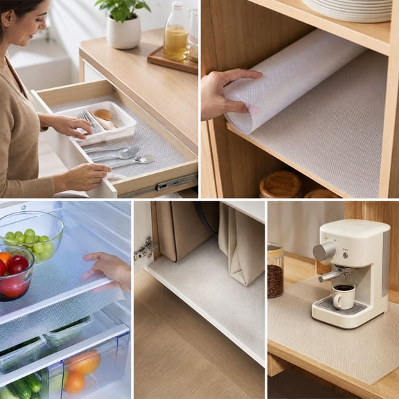 Shelf Liner, Cabinet Liner, Cut-to-Fit Wipe-Clean Barrier Roll for Shelves and Cabinets, for kitchen cabinets, shelves, refrigerators