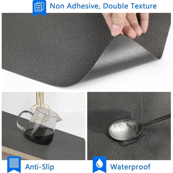 Shelf Liner for Cabinets, Drawer Non Adhesive Non Slip Foam Mat for Kitchen, Pantry, Bathroom, Cupboard, Garage, Closet, Shelves, Drawer, Tool Box, Gray 23.6 x 354 inches