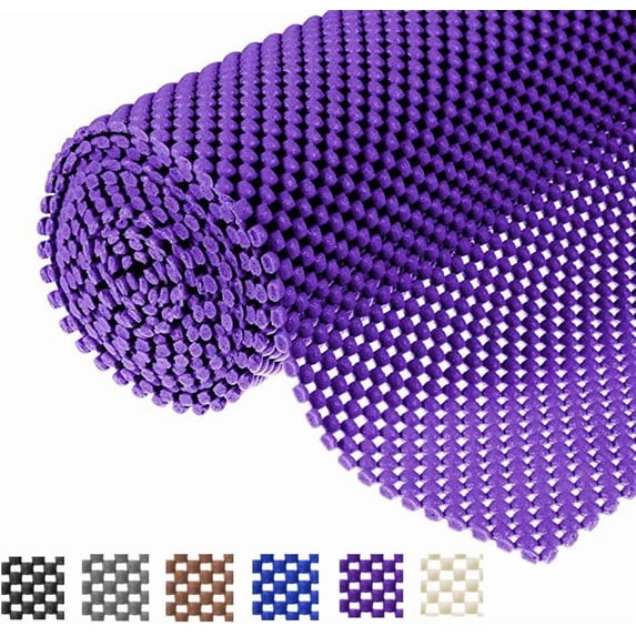 Shelf Liner Drawer Non-Slip Mat Shelves Liners 12" X6.5’ Grid Pattern PVC Non-Adhesive Grip Anti-Slip for Kitchen Cabinets Wire Shelving Pantry Dresser Refrigerator (Purple)