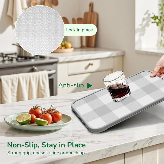 Shelf Liner for Kitchen Cabinets Non-Adhesive Drawer Liners Non-Slip Strong Grip Cabinet Liners Thickened Paper for Shelves, Dresser, Cupboard, Tool Box, Pantry, Bathroom Drawers Gray 17.5In x 20FT