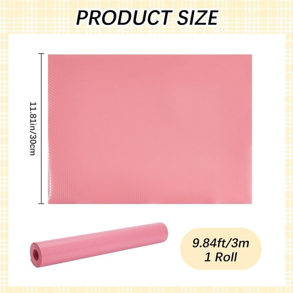 Shelf Liner Kitchen Drawer Liners Cabinet Mats Non Adhesive EVA Shelf Liners Non-Slip Washable Waterproof Oilproof Pad Protectors Mat for Fridge Pantry Closet Cupboard Hot Pink 118x11.8in