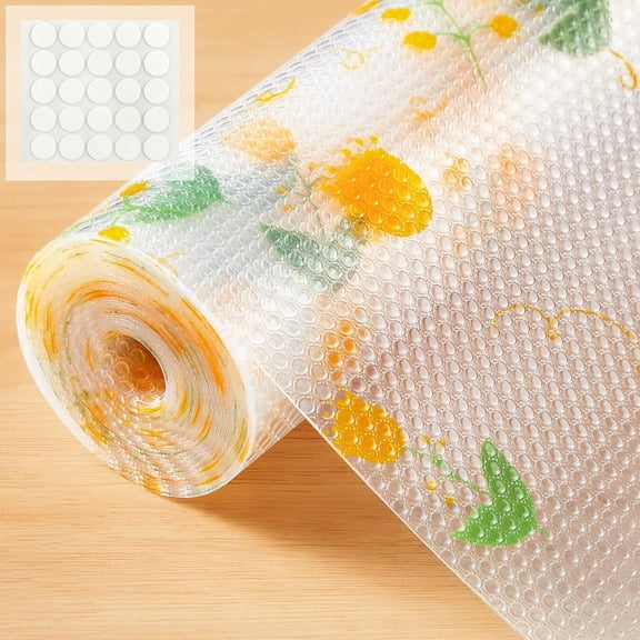Shelf Liner Non Adhesive EVA Drawer & Cabinet Liner, Waterproof Non Slip Kitchen Shelf Paper, Thick Washable Refrigerator Mat for Cabinet Shelves & Pantry, Floral, 12 in x 10 FT