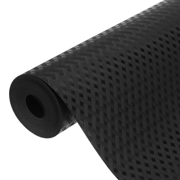 Shelf Liner, Non-Slip Drawer Liner 19-11/16" x 196-7/8" EVA Material Liner with Braid Pattern for Kitchen Cabinet, Black