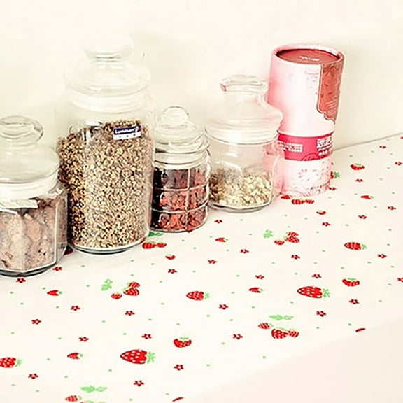 Shelf Liner, Non-Slip Non-Adhesive Drawer Liner, Drawer Liner Printing Mat to Use at Home,Office Cabinet,Red Strawberry