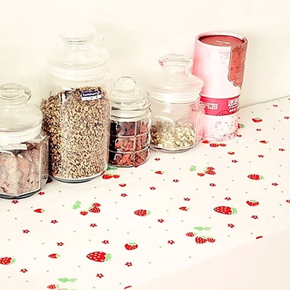 Shelf Liner, Non-Slip Non-Adhesive Drawer Liner, Drawer Liner Printing Mat to Use at Home,Office Cabinet,Red Strawberry
