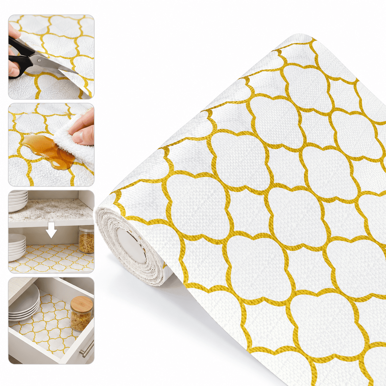 Shelf Liner for Kitchen Cabinets, Non-Slip Waterproof PVC Drawer Liner ...