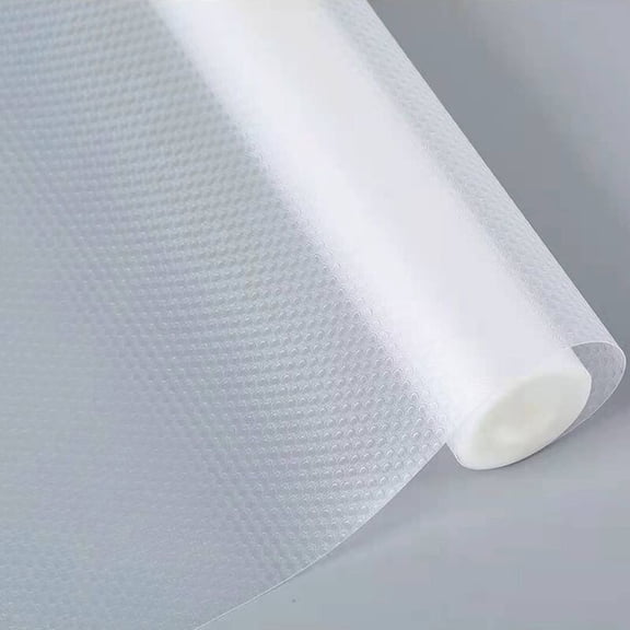 Shelf Liners, 11.8in x 4.9ft Kitchen Drawer Mats, Non-Adhesive EVA Cupboard Protector, Non Slip, Washable Cabinet Lining, Refrigerator Liner for Bathroom Pantry (Clear Polka Dot Texture)