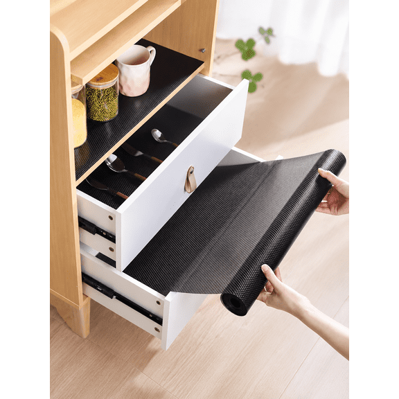 Shelf Liners 11 inch x 20 ft Shelf Liners for Kitchen cabinets nonstick Lining Drawer Mats EVA Protector for Cupboard (Translucent Black,11 inch x 20 ft)