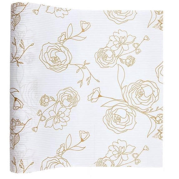 Shelf Liners for Kitchen Cabinets Non-Adhesive 11.8in×10ft Non Slip Drawer Liner Christmas Gifts (Gold Roses)