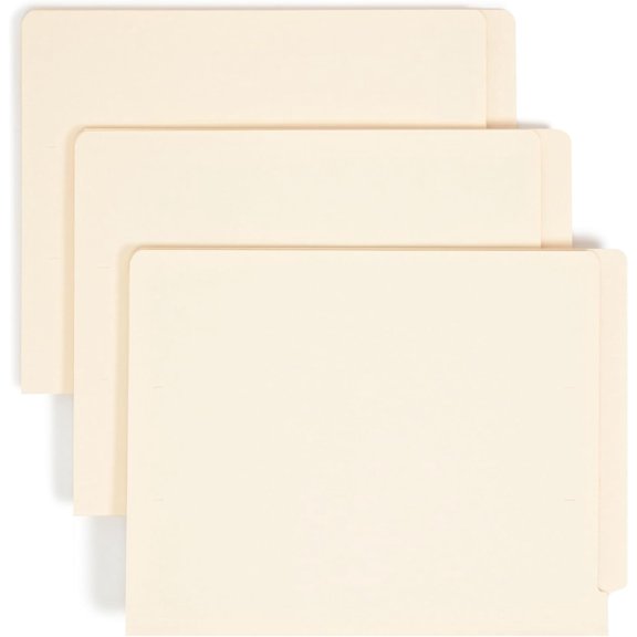Shelf-Master End Tab File Folders, 100 Count, Manila, Reinforced Straight-Cut Tabs, Letter Size