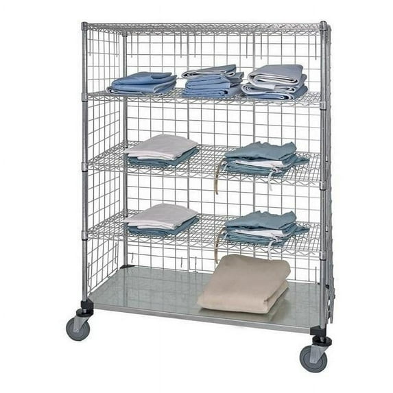 Shelf Mobile Cart With Solid Bottom Shelf & Enclosure Panels, 24 x 48 x 69 in.