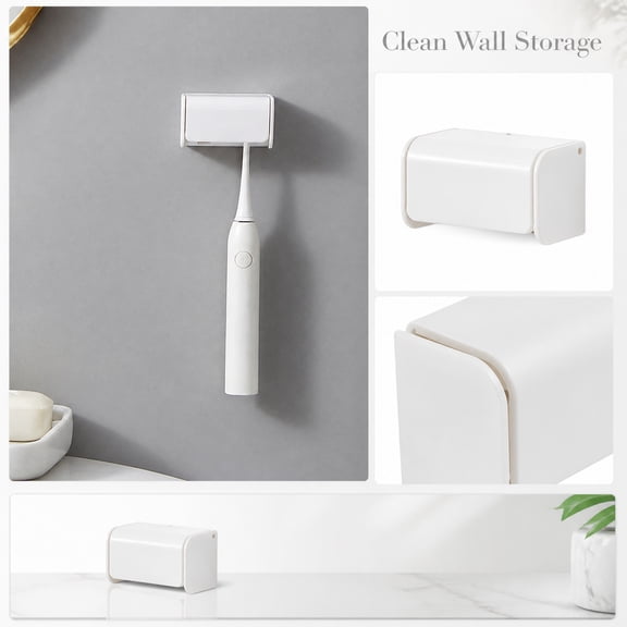 Shelf Organizer, Plastic Organizer, Bathroom Organizer, No-Drill Installation, 3X2X2 in Adhesive Wall Hung Toothbrush Storage Rack, Dustproof Waterproof Pp Plastic Wall Unit That