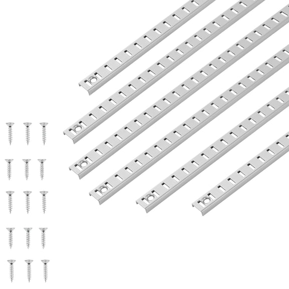Adjustable Shelf Pilaster Strip, 36.3-Inch 8 Pack Steel Brackets with Mortise Mount, Includes 32 Screws for Wall Shelving Systems, Cabinets, Closets, and Home Organization Storage Solutions