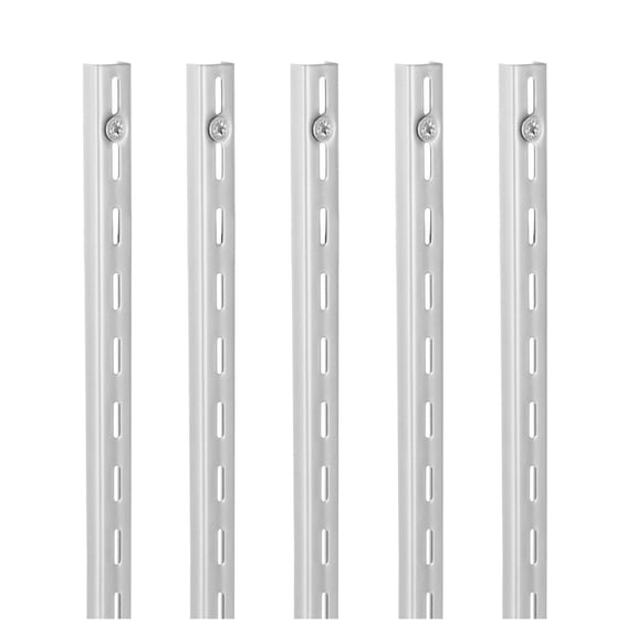 Shelf Pilaster 39 Inch 10 Pack, Wall Shelving System, Heavy Duty Single Slot Rails, Closet Organization, Silver