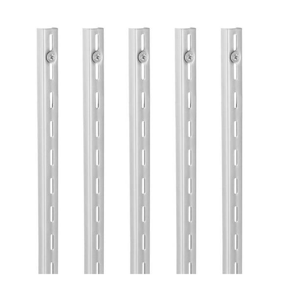 Shelf Pilaster 39-Inch 10 Pack, Wall Shelving System - Heavy Duty Single Slot Rails, Silver, Closet Organization Storage
